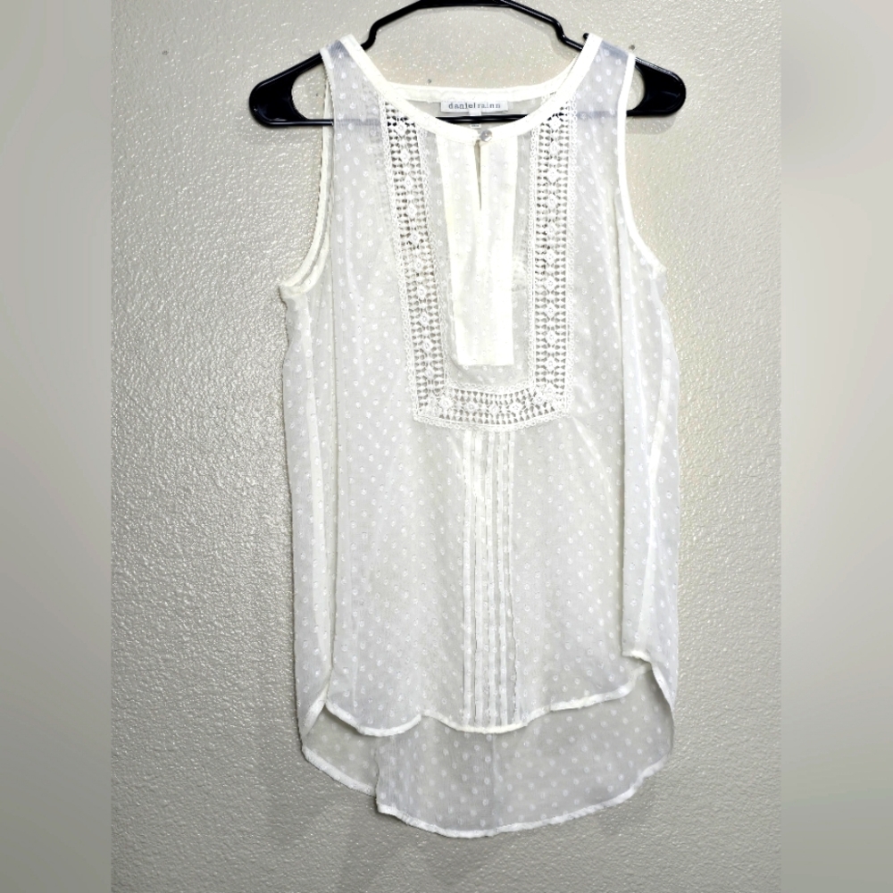 Daniel Rainn XS Sheer Boho Top Crochet Cottagecore Coquette Feminine Academia